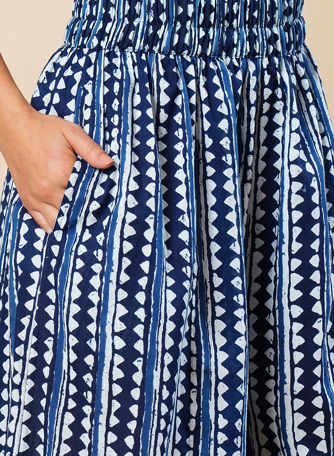 جلو باص بنطلون بالازو تراثي بطبعة هندسية - Image 3